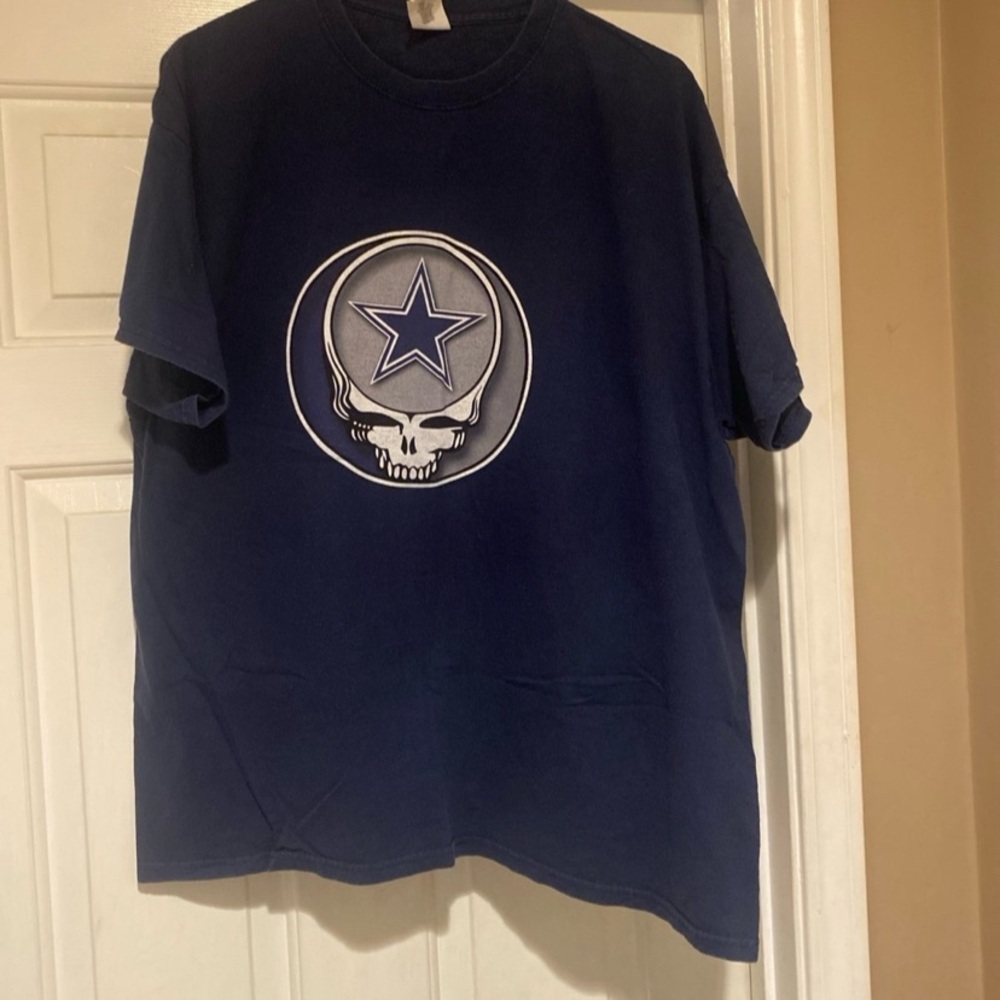 Dallas Cowboy Greatful Dead Skull Graphic Men’s XL Navy Blue T-Shirt - Picture 2 of 4